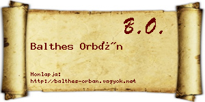 Balthes Orbán névjegykártya